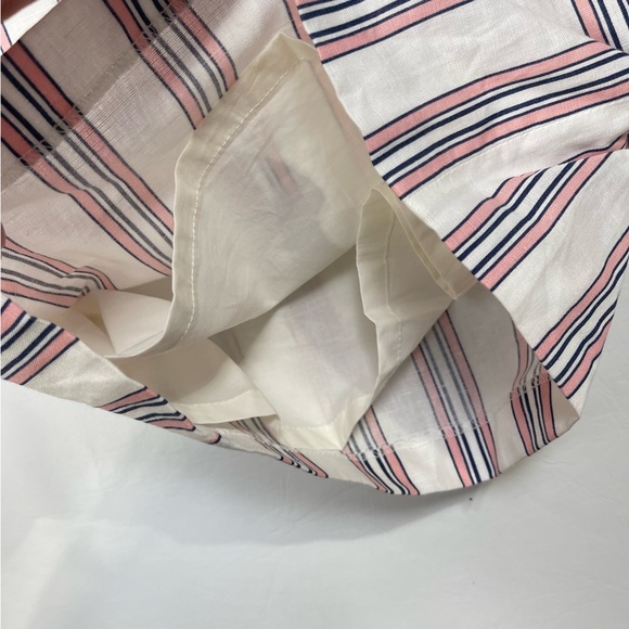 ❌SOLD❌ BANANA Republic Linen-Cotton Cropped Wide leg Striped Jumpsuit Pink white - Picture 9 of 13